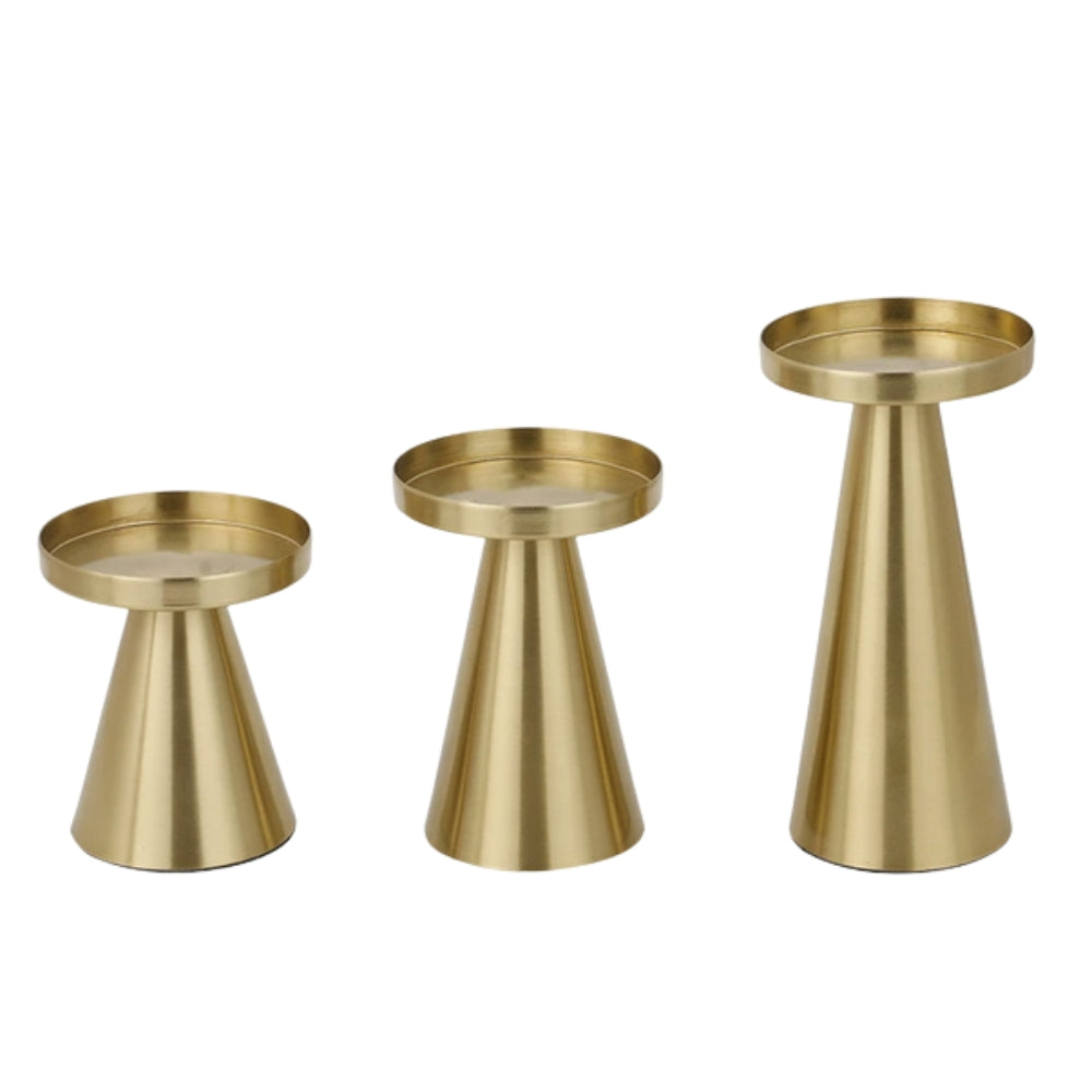 Brass Candle Holders Set of 3-Home Decor > Candle Holders-casanuva-casanuva