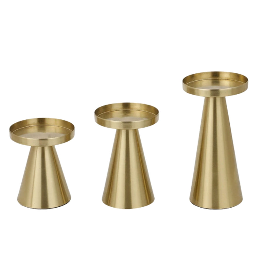 Brass Candle Holders Set of 3-Home Decor > Candle Holders-casanuva-casanuva