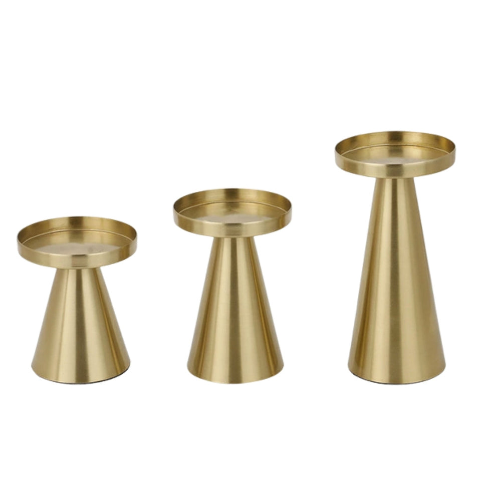Brass Candle Holders Set of 3-Home Decor > Candle Holders-casanuva-casanuva