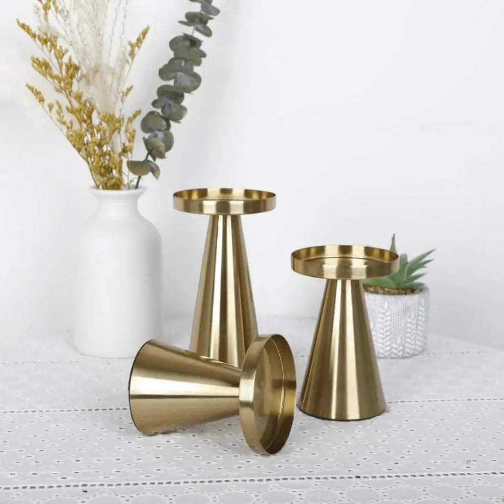 Brass Candle Holders Set of 3-Home Decor > Candle Holders-casanuva-casanuva