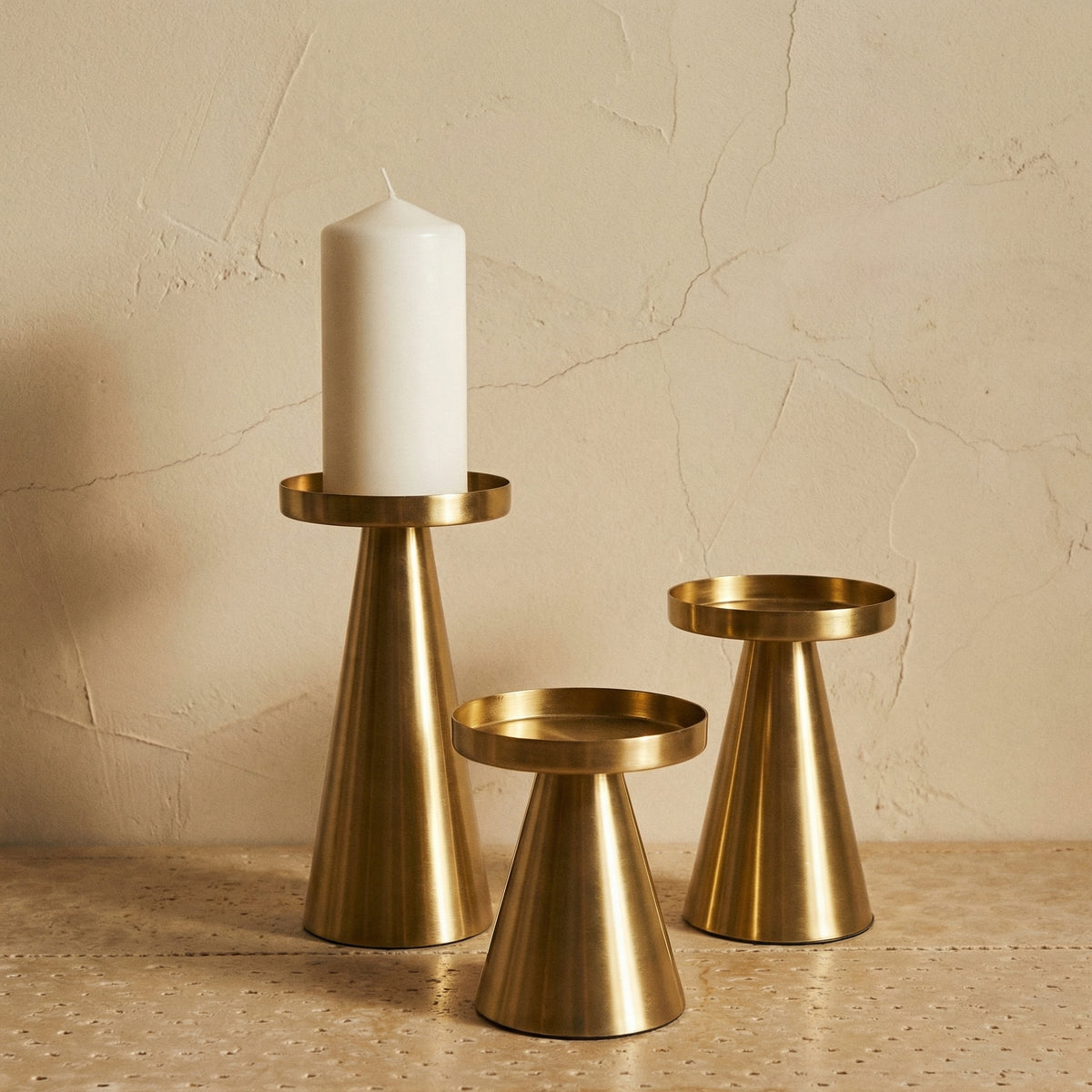 Brass Candle Holders Set of 3-Home Decor > Candle Holders-casanuva-casanuva