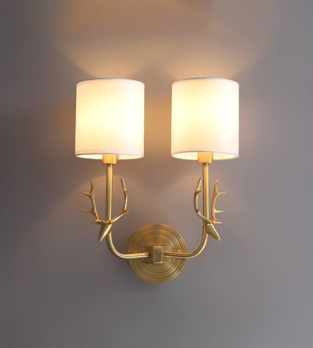 Brass Deer Head Wall Light Fixture-Lighting > Wall Lights-casanuva-casanuva