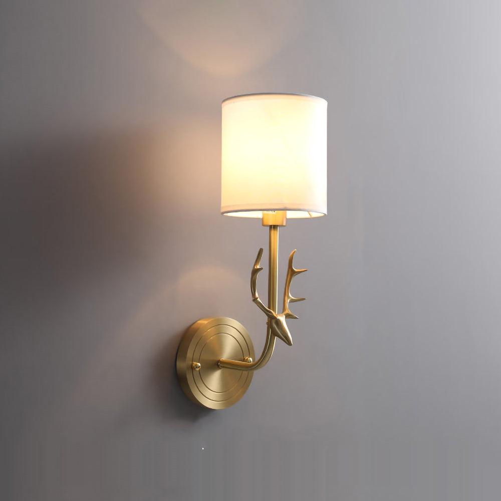 Brass Deer Head Wall Light Fixture-Lighting > Wall Lights-casanuva-13cmxH39cm-Brass-casanuva