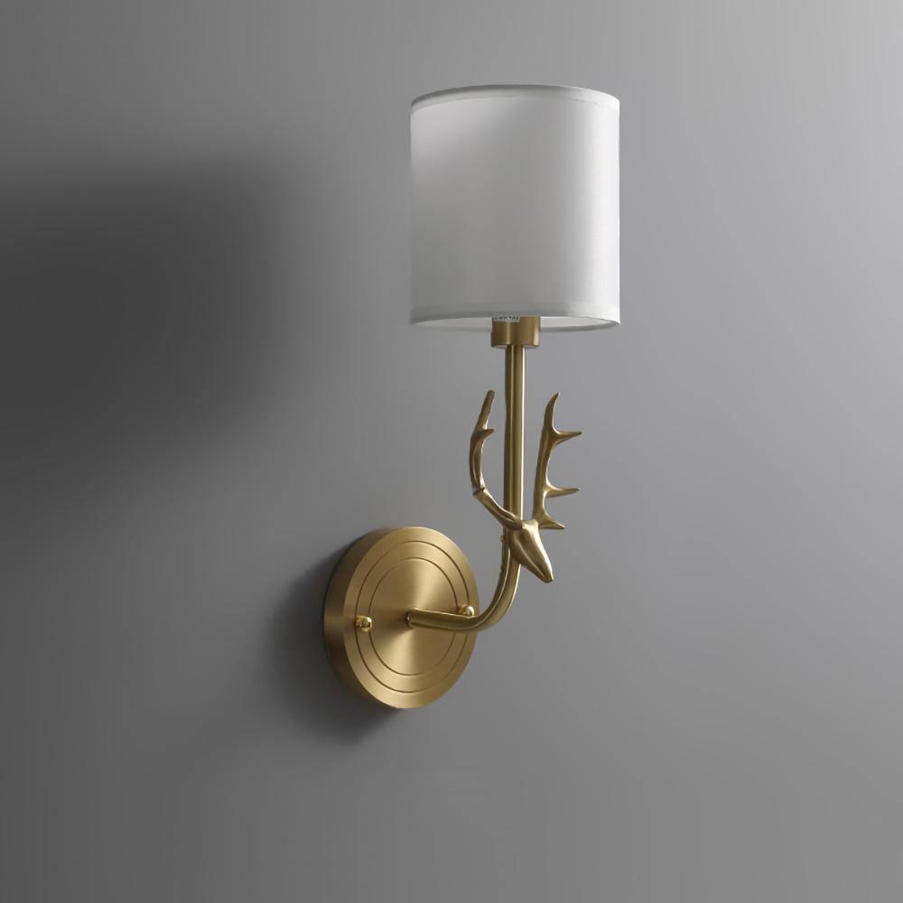 Brass Deer Head Wall Light Fixture-Lighting > Wall Lights-casanuva-casanuva