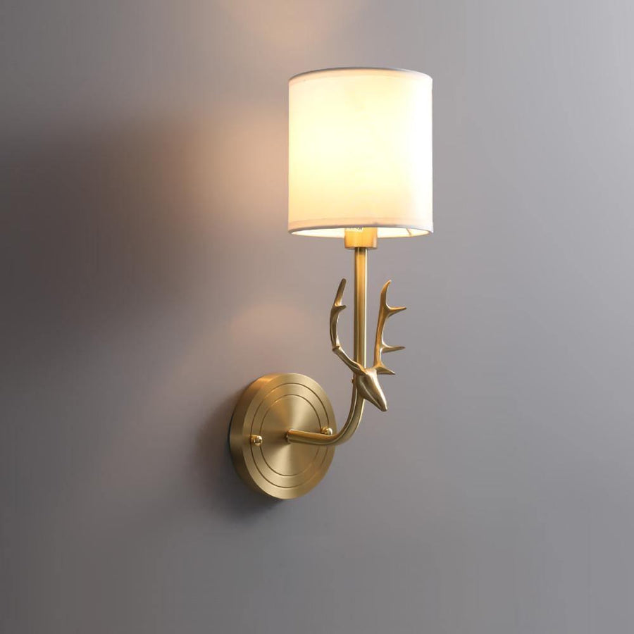 Brass Deer Head Wall Light Fixture-Lighting > Wall Lights-casanuva-casanuva