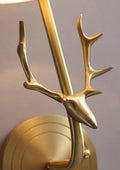 Brass Deer Head Wall Light Fixture-Lighting > Wall Lights-casanuva-casanuva