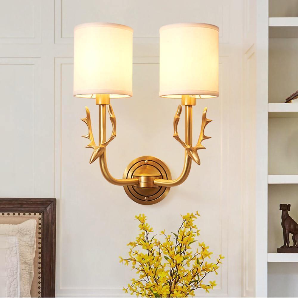 Brass Deer Head Wall Light Fixture-Lighting > Wall Lights-casanuva-casanuva