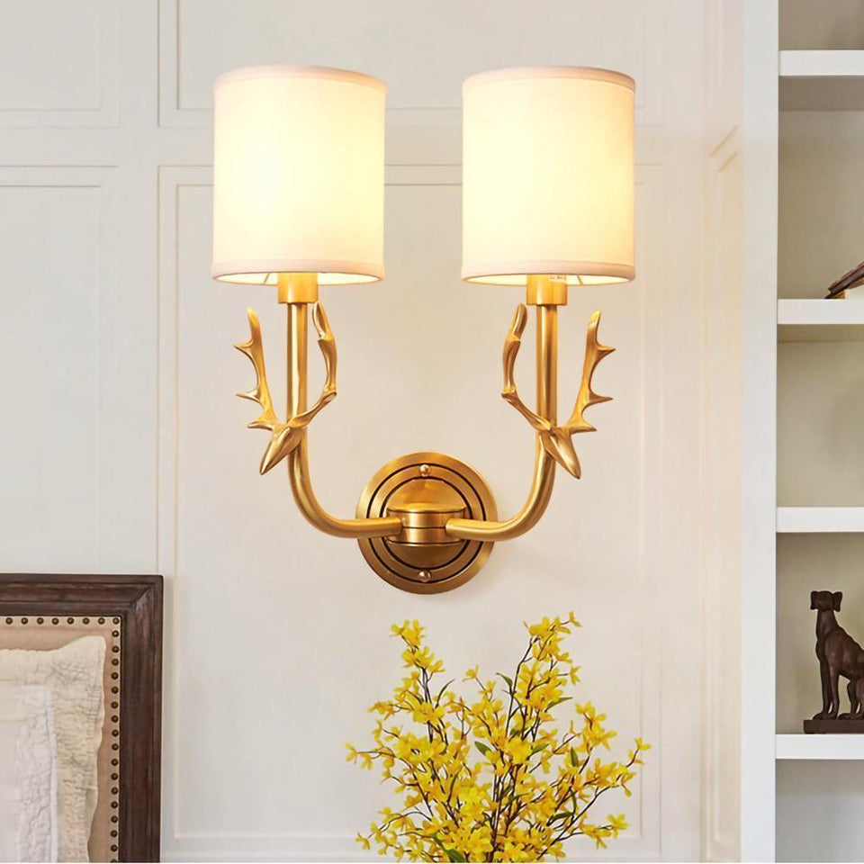 Brass Deer Head Wall Light Fixture-Lighting > Wall Lights-casanuva-casanuva