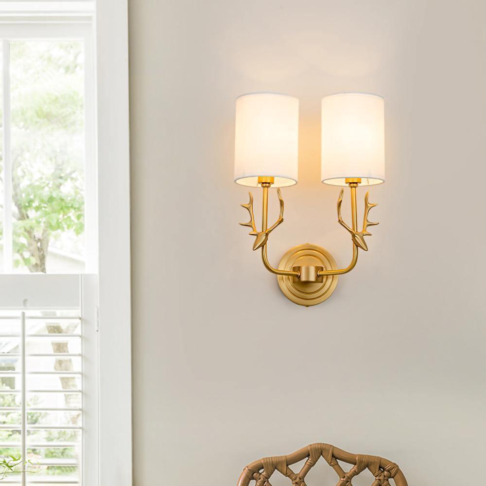 Brass Deer Head Wall Light Fixture-Lighting > Wall Lights-casanuva-casanuva