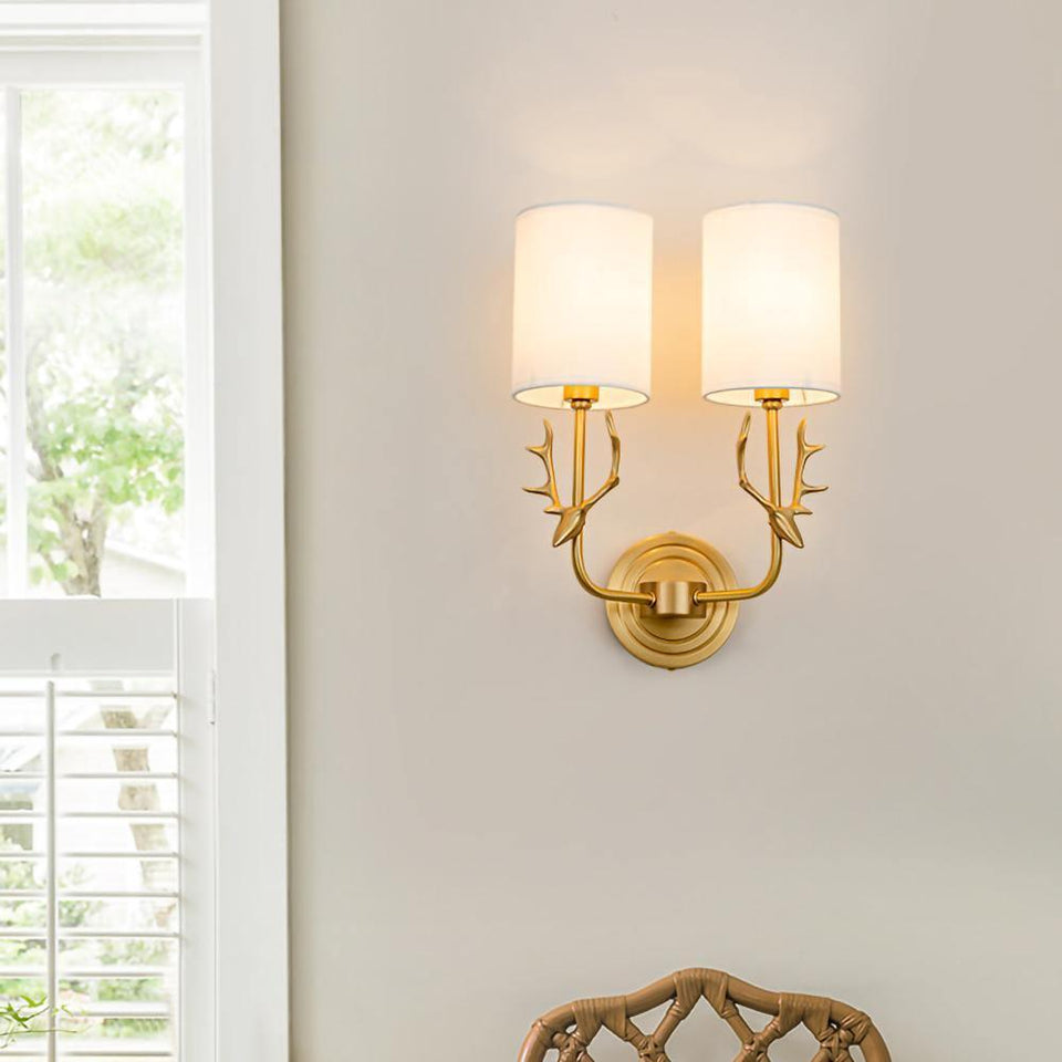Brass Deer Head Wall Light Fixture-Lighting > Wall Lights-casanuva-casanuva