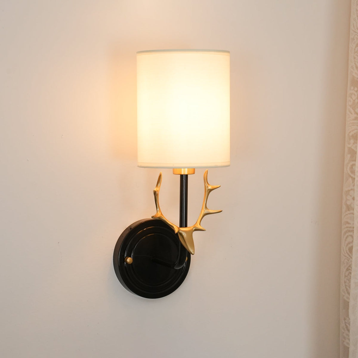 Brass Deer Head Wall Light Fixture-Lighting > Wall Lights-casanuva-casanuva