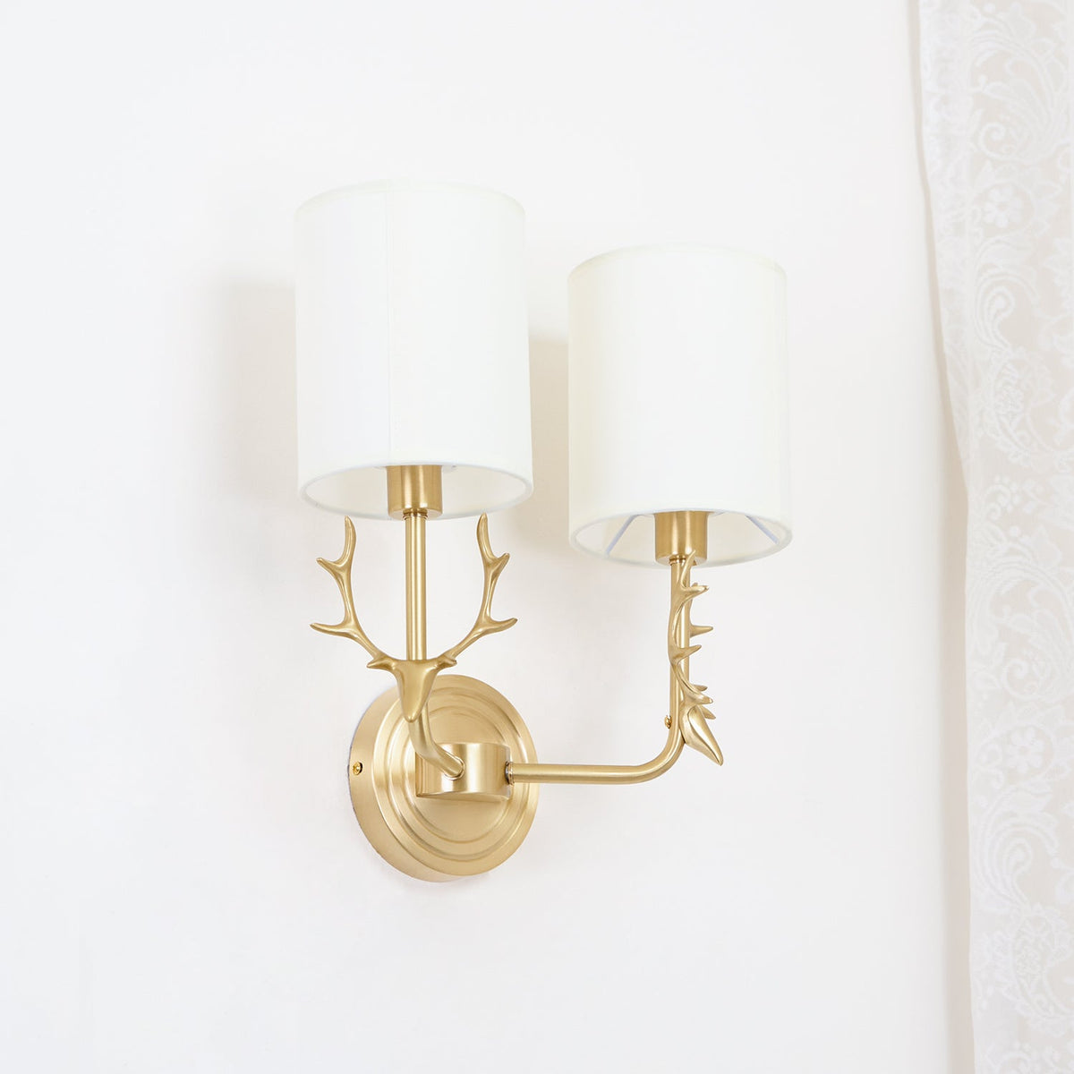 Brass Deer Head Wall Light Fixture-Lighting > Wall Lights-casanuva-casanuva