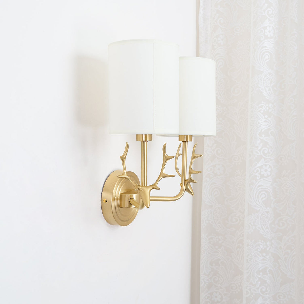 Brass Deer Head Wall Light Fixture-Lighting > Wall Lights-casanuva-casanuva