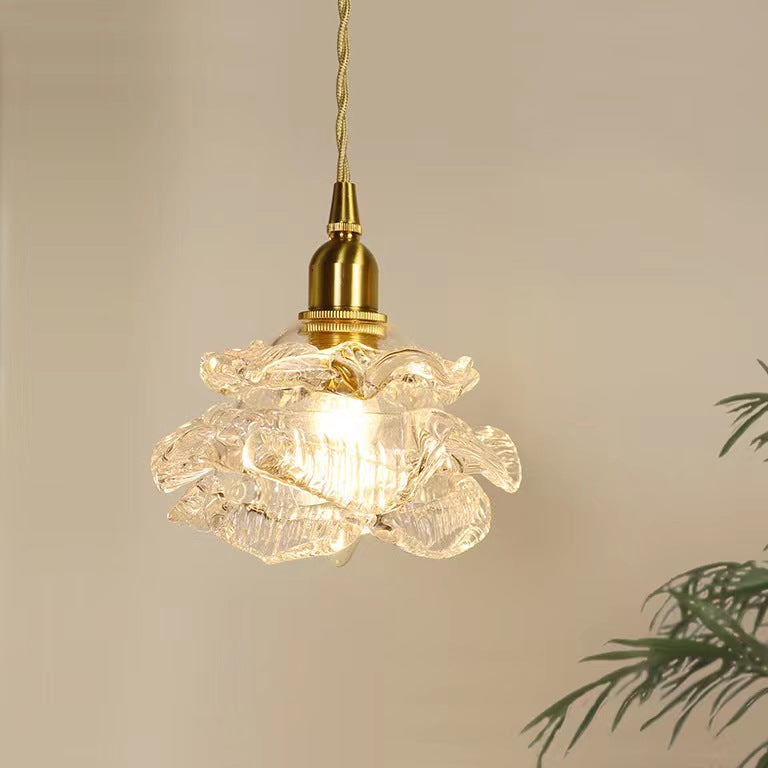 Brass Glass Rose Pendant Light-Lighting > Chandeliers & Pendant Lights-casanuva-casanuva