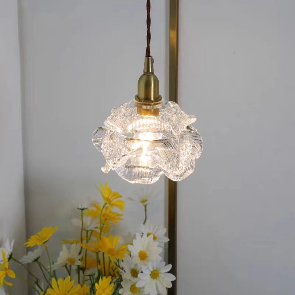 Brass Glass Rose Pendant Light-Lighting > Chandeliers & Pendant Lights-casanuva-casanuva