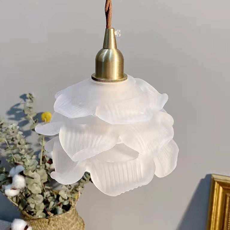 Brass Glass Rose Pendant Light-Lighting > Chandeliers & Pendant Lights-casanuva-casanuva