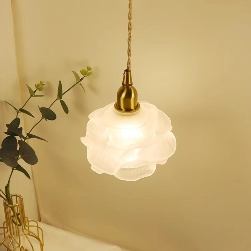 Brass Glass Rose Pendant Light-Lighting > Chandeliers & Pendant Lights-casanuva-casanuva