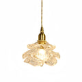 Brass Glass Rose Pendant Light-Lighting > Chandeliers & Pendant Lights-casanuva-Clear-casanuva