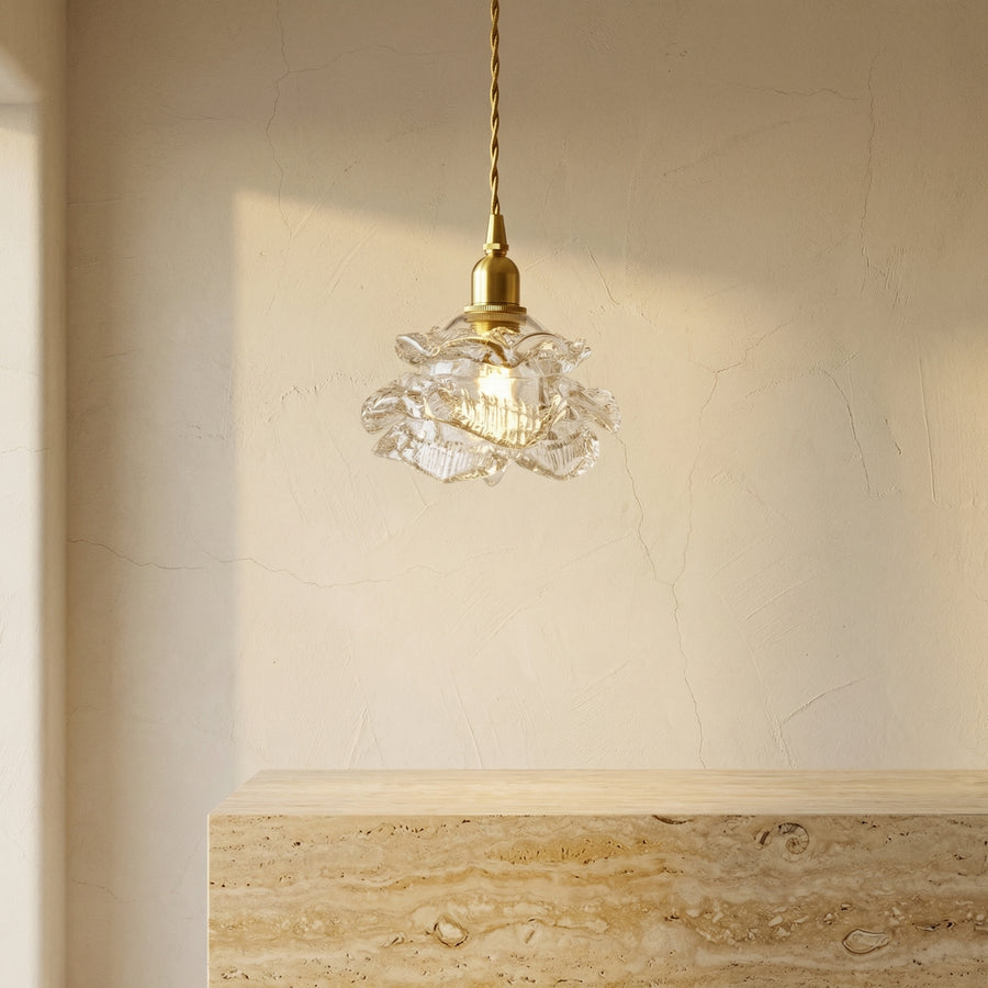Brass Glass Rose Pendant Light-Lighting > Chandeliers & Pendant Lights-casanuva-casanuva