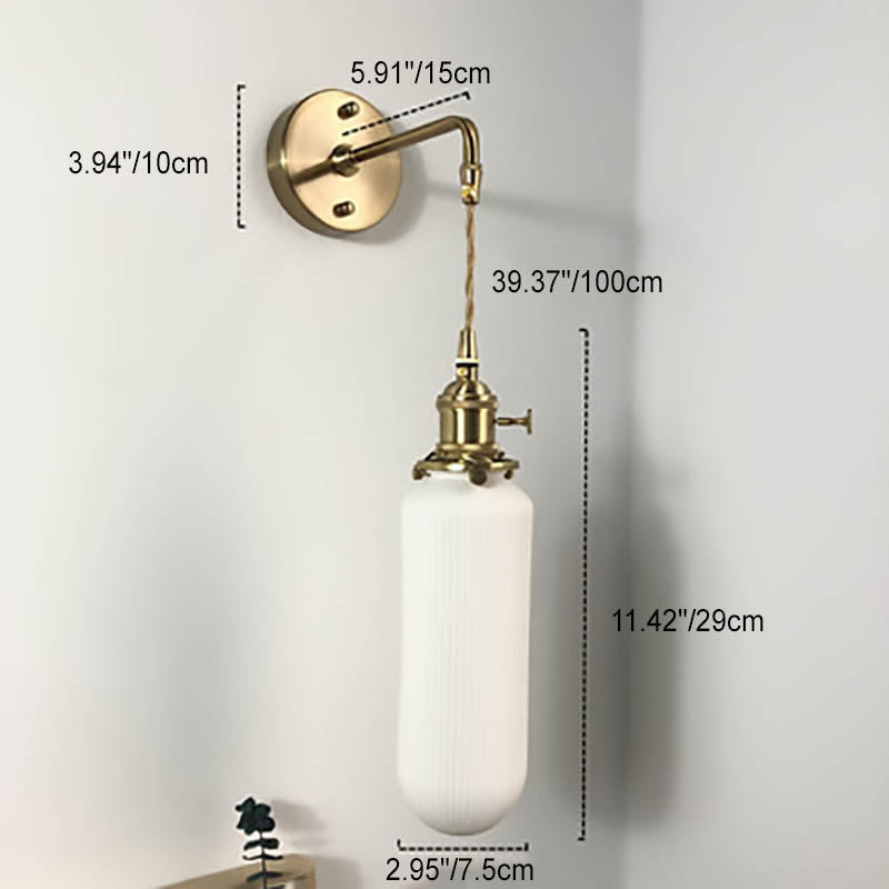Brass Lucite Cylinder Oval Wall Sconce Lamp 1-Light Japanese Retro Minimalist-Lighting > Wall Lights-casanuva-casanuva