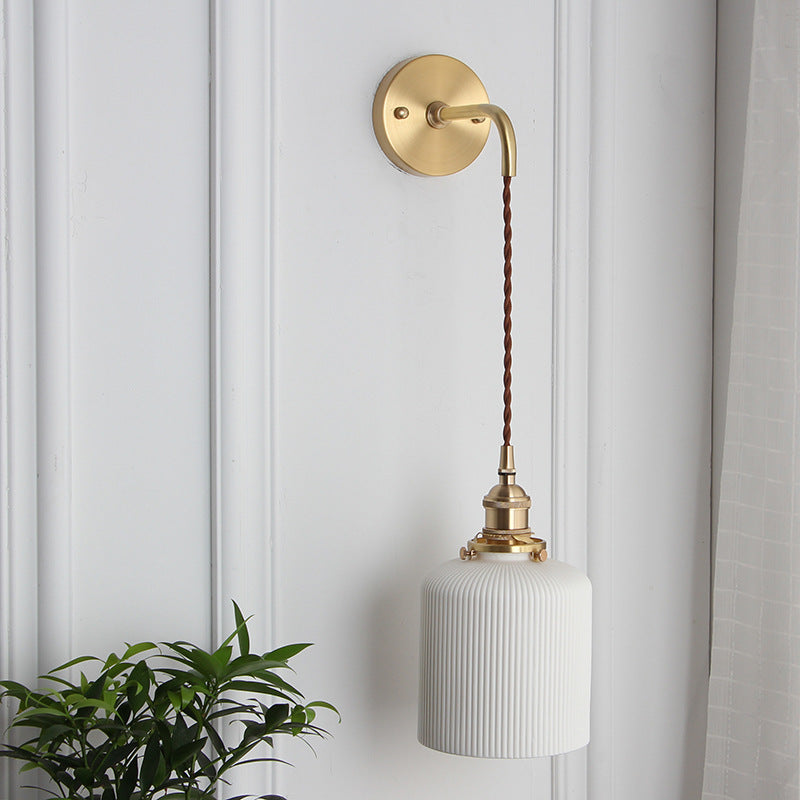 Brass Lucite Cylinder Oval Wall Sconce Lamp 1-Light Japanese Retro Minimalist-Lighting > Wall Lights-casanuva-casanuva