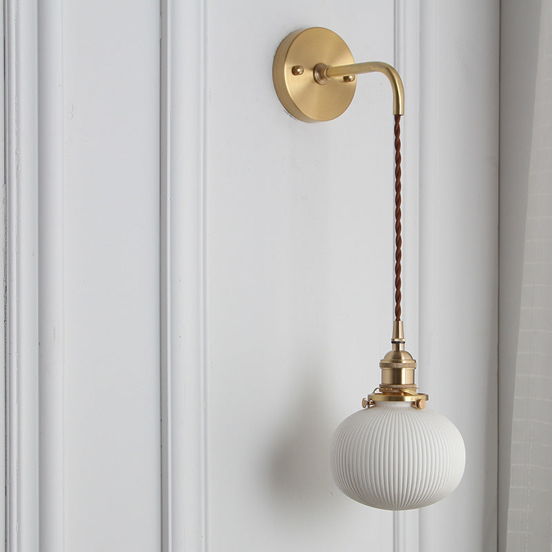Brass Lucite Cylinder Oval Wall Sconce Lamp 1-Light Japanese Retro Minimalist-Lighting > Wall Lights-casanuva-casanuva