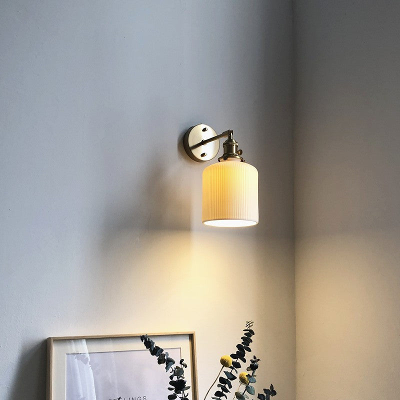 Brass Lucite Cylinder Oval Wall Sconce Lamp 1-Light Japanese Retro Minimalist-Lighting > Wall Lights-casanuva-casanuva