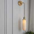 Brass Lucite Cylinder Oval Wall Sconce Lamp 1-Light Japanese Retro Minimalist-Lighting > Wall Lights-casanuva-C - Hanging Wire-100V-120V-casanuva