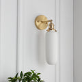Brass Lucite Cylinder Oval Wall Sconce Lamp 1-Light Japanese Retro Minimalist-Lighting > Wall Lights-casanuva-C - Straight Arm-100V-120V-casanuva