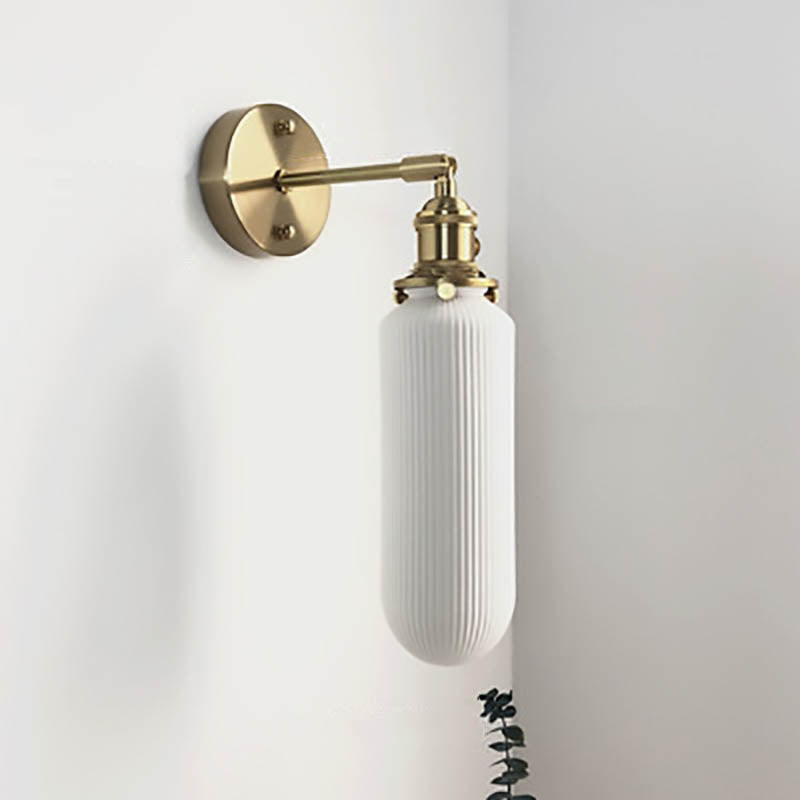 Brass Lucite Cylinder Oval Wall Sconce Lamp 1-Light Japanese Retro Minimalist-Lighting > Wall Lights-casanuva-C - Straight Arm-220V-240V-casanuva