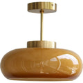 Brass Semi-Flush Mount Ceiling Light with Yellow Glass Shade-Lighting > Ceiling Lights-casanuva-casanuva