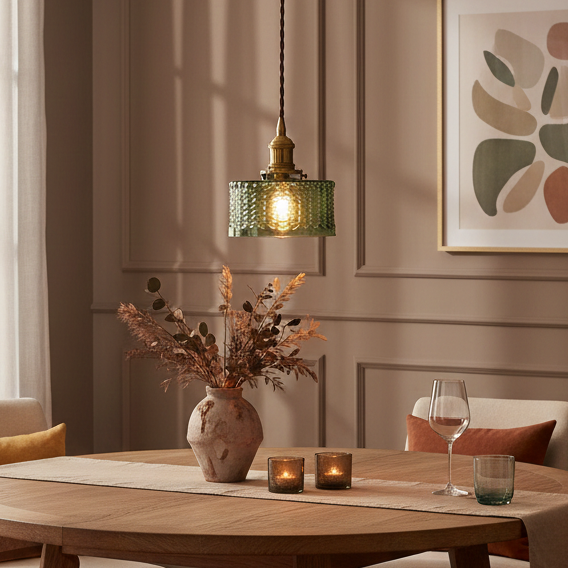 Brass Textured Glass Round Pendant Light-Lighting > Pendant Lights-casanuva-casanuva