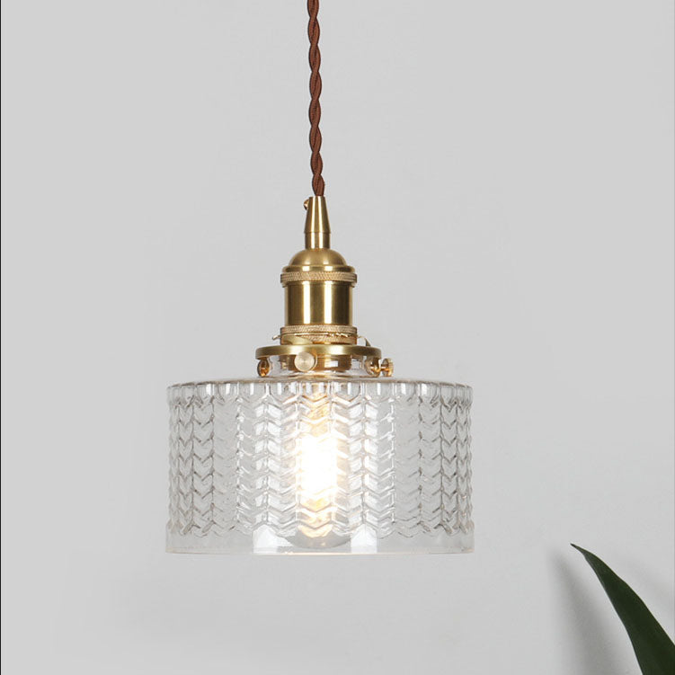 Brass Textured Glass Round Pendant Light-Lighting > Pendant Lights-casanuva-Clear-A-UK & AU - 230 Volts-casanuva