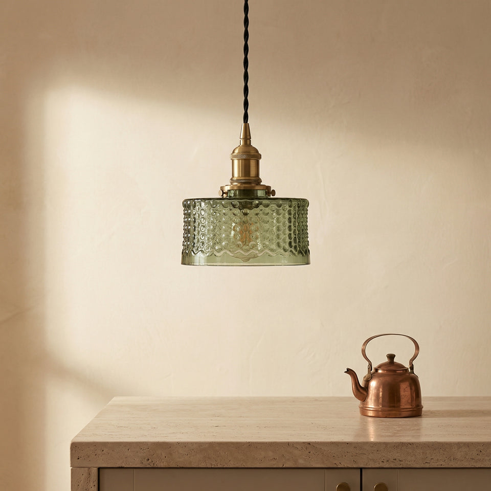 Brass Textured Glass Round Pendant Light-Lighting > Pendant Lights-casanuva-casanuva