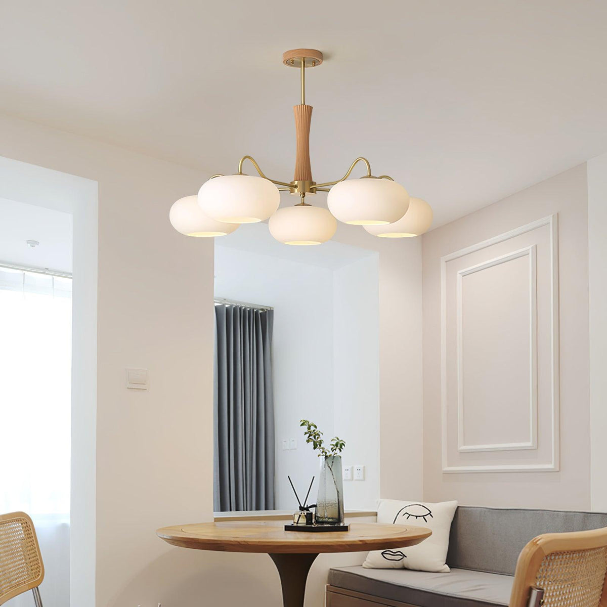 Brass and Wood Persimmon Chandelier-Lighting > Chandeliers & Pendant Lights-casanuva-casanuva