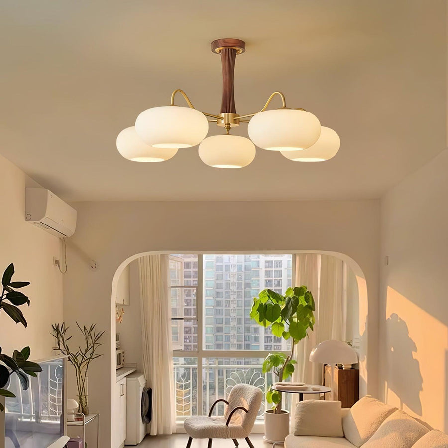 Brass and Wood Persimmon Chandelier-Lighting > Chandeliers & Pendant Lights-casanuva-casanuva