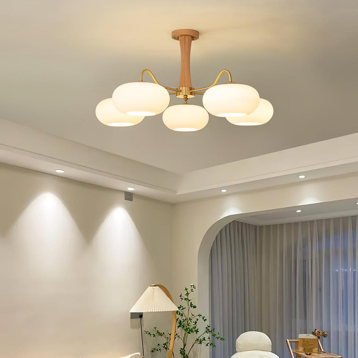 Brass and Wood Persimmon Chandelier-Lighting > Chandeliers & Pendant Lights-casanuva-casanuva
