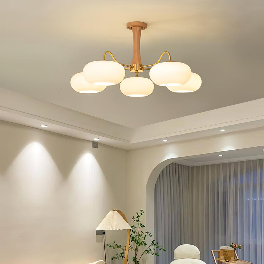 Brass and Wood Persimmon Chandelier-Lighting > Chandeliers & Pendant Lights-casanuva-casanuva