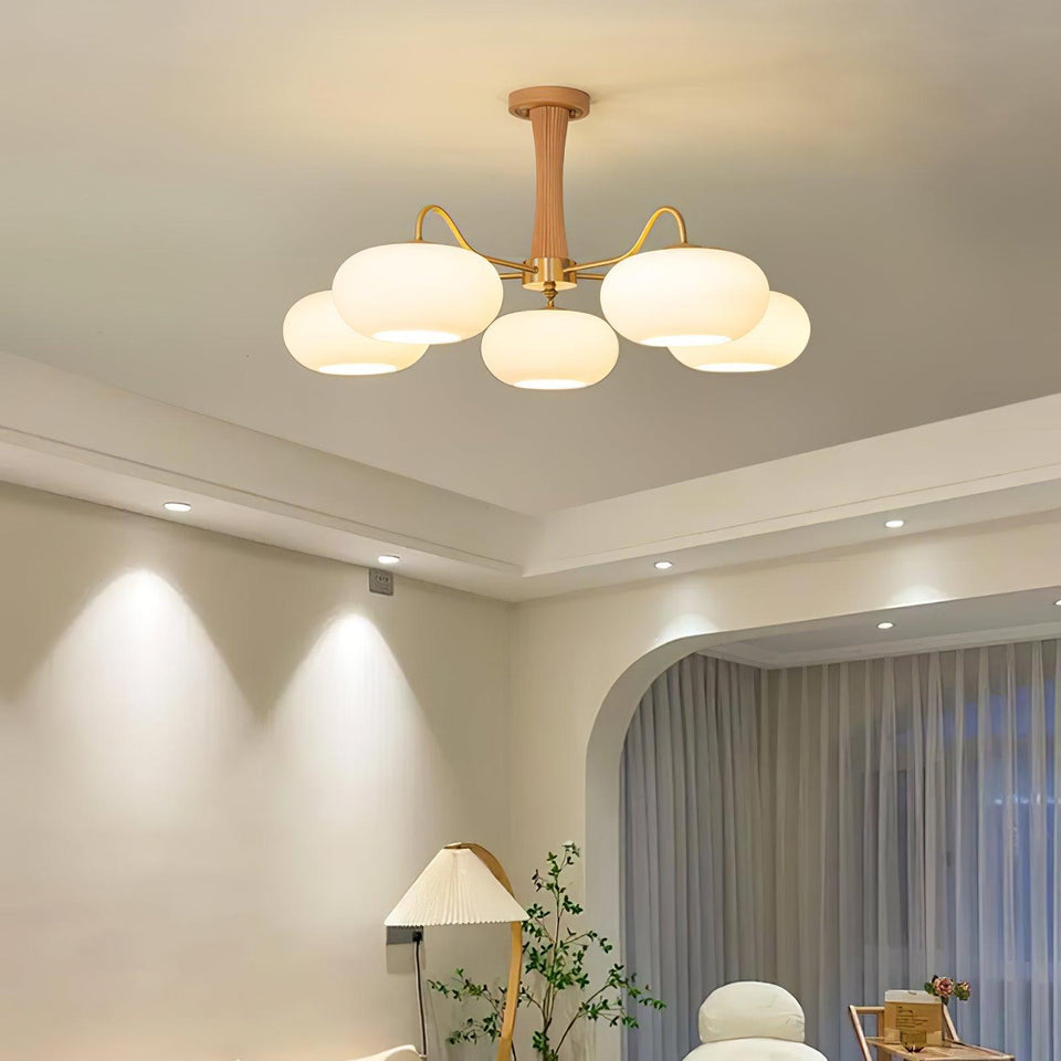 Brass and Wood Persimmon Chandelier-Lighting > Chandeliers & Pendant Lights-casanuva-casanuva