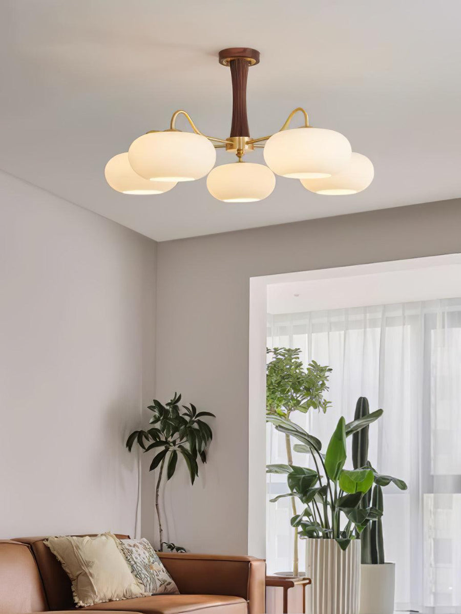 Brass and Wood Persimmon Chandelier-Lighting > Chandeliers & Pendant Lights-casanuva-casanuva