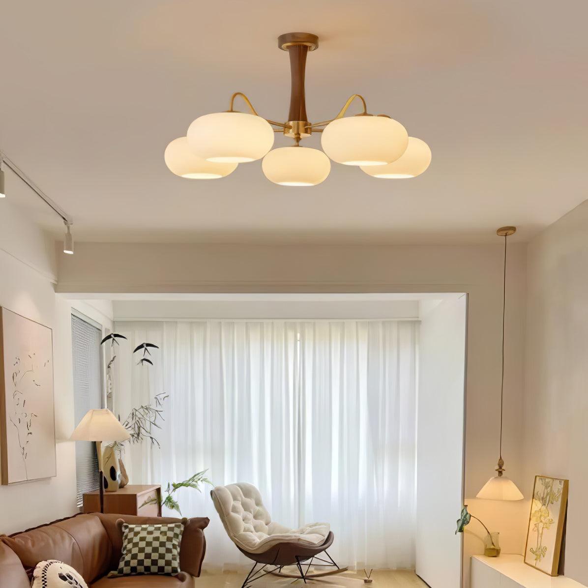 Brass and Wood Persimmon Chandelier-Lighting > Chandeliers & Pendant Lights-casanuva-casanuva