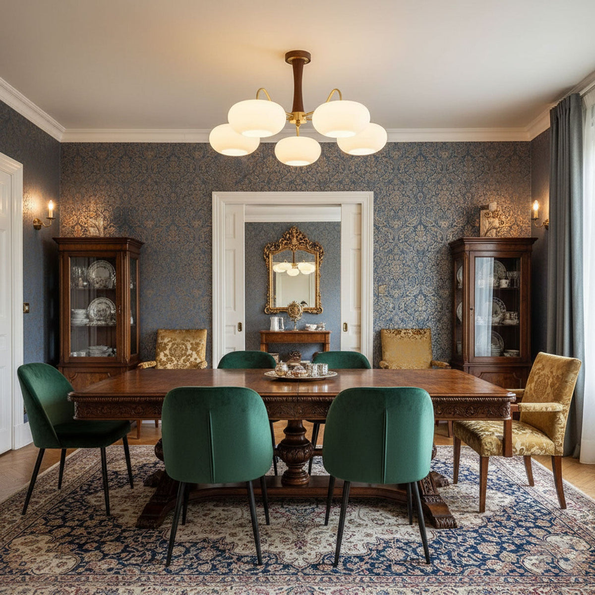 Brass and Wood Persimmon Chandelier-Lighting > Chandeliers & Pendant Lights-casanuva-casanuva