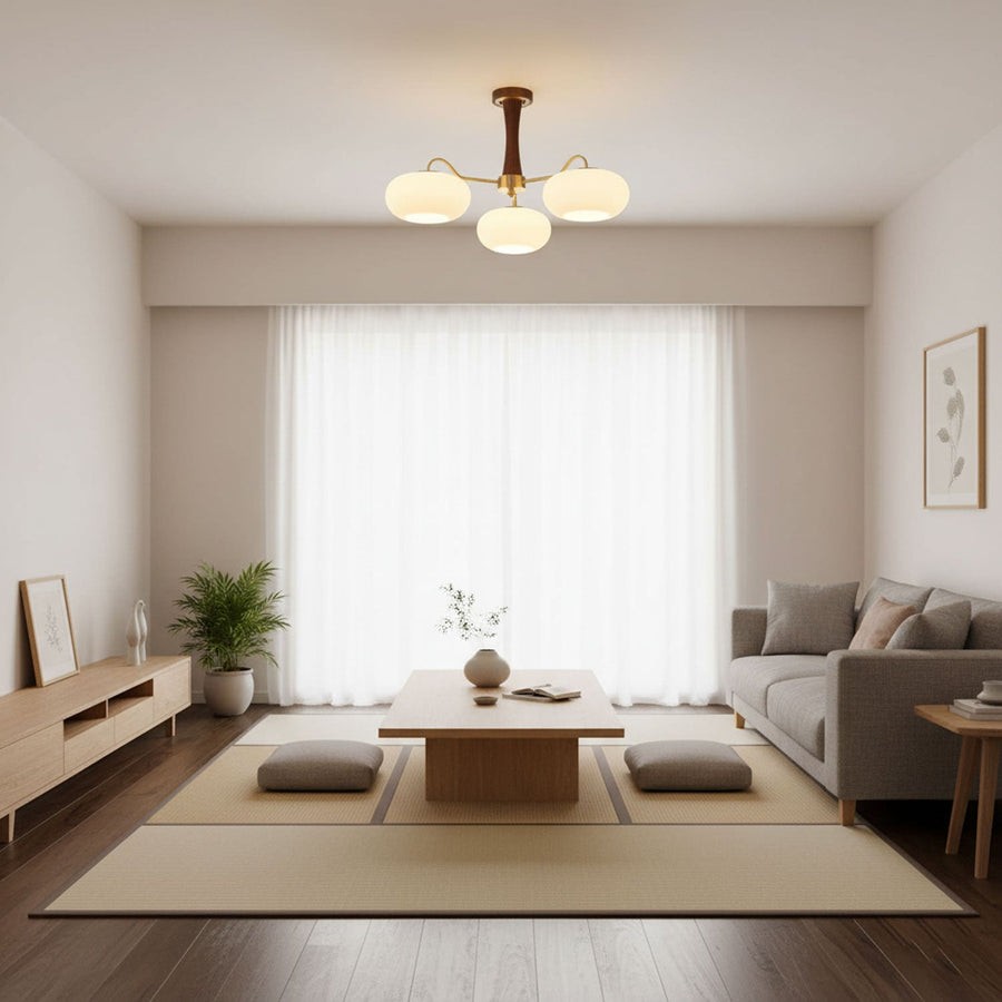 Brass and Wood Persimmon Chandelier-Lighting > Chandeliers & Pendant Lights-casanuva-casanuva
