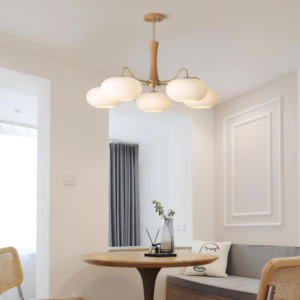 Brass and Wood Persimmon Chandelier-Lighting > Chandeliers & Pendant Lights-casanuva-casanuva