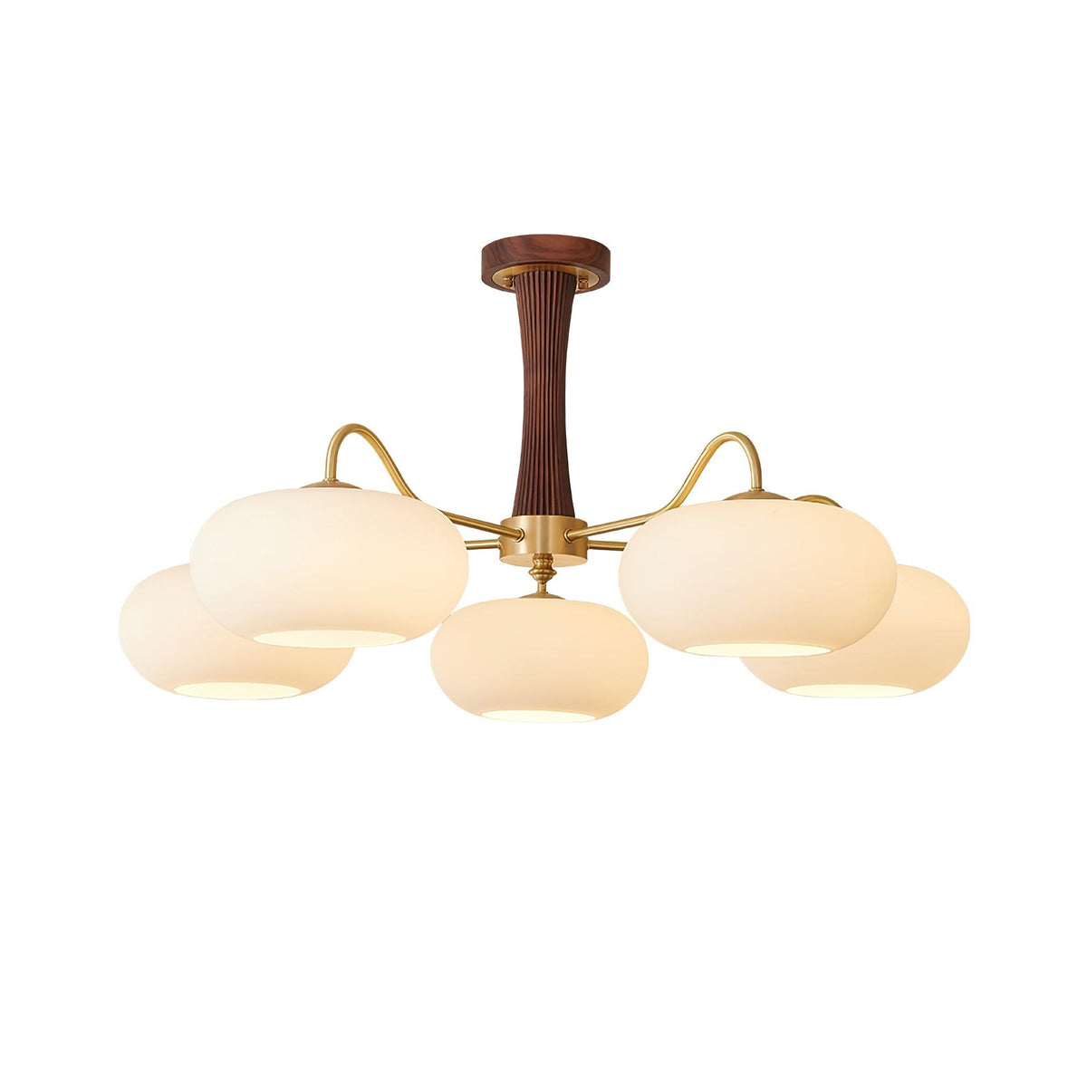 Brass and Wood Persimmon Chandelier-Lighting > Chandeliers & Pendant Lights-casanuva-casanuva