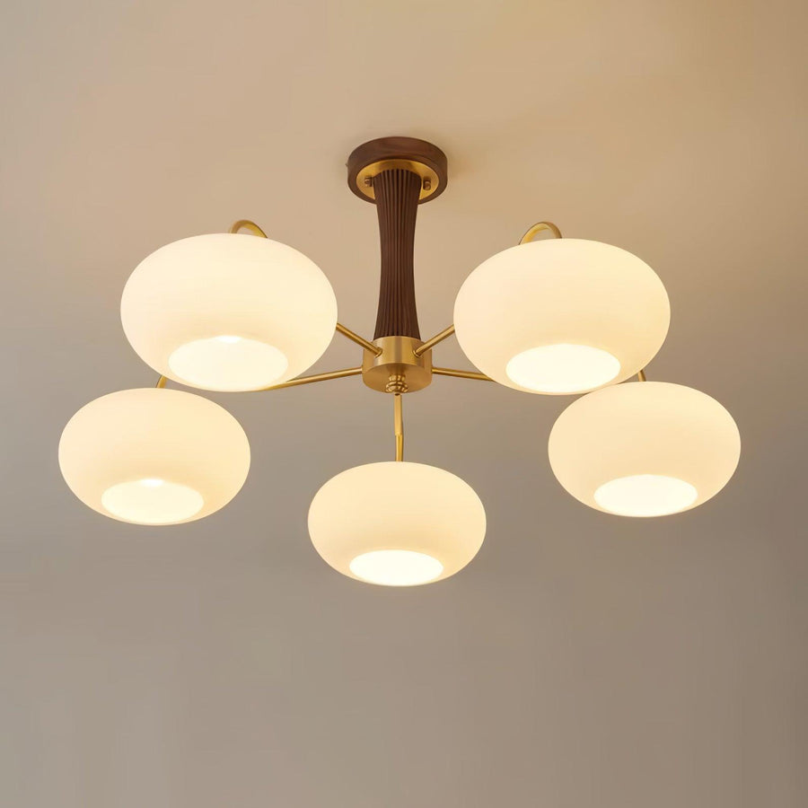 Brass and Wood Persimmon Chandelier-Lighting > Chandeliers & Pendant Lights-casanuva-casanuva