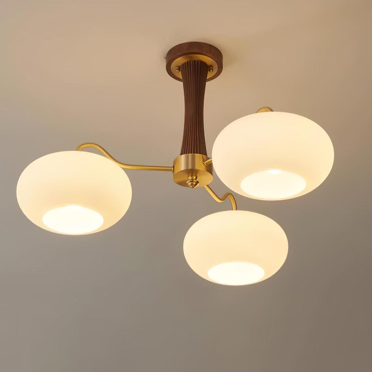 Brass and Wood Persimmon Chandelier-Lighting > Chandeliers & Pendant Lights-casanuva-casanuva