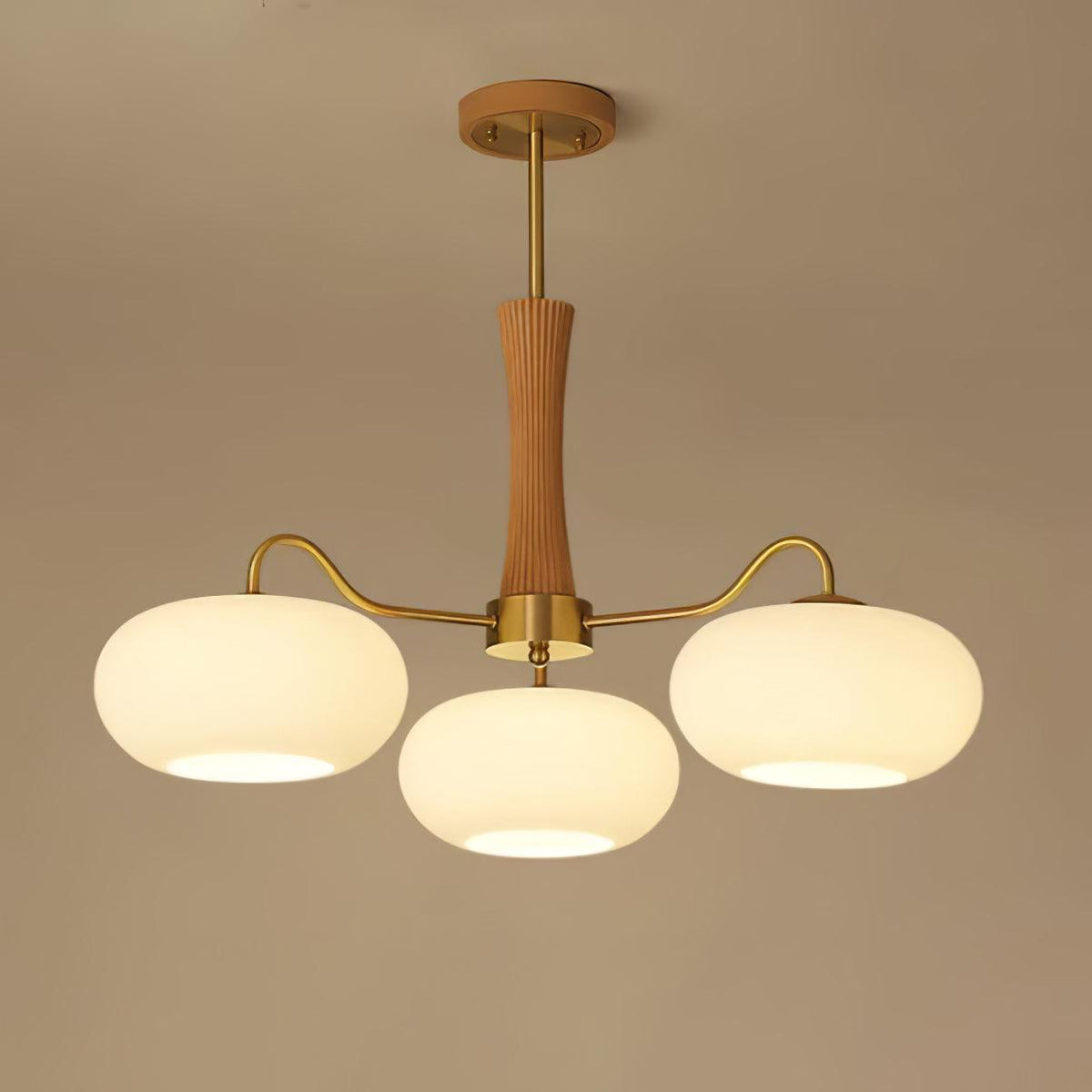 Brass and Wood Persimmon Chandelier-Lighting > Chandeliers & Pendant Lights-casanuva-casanuva