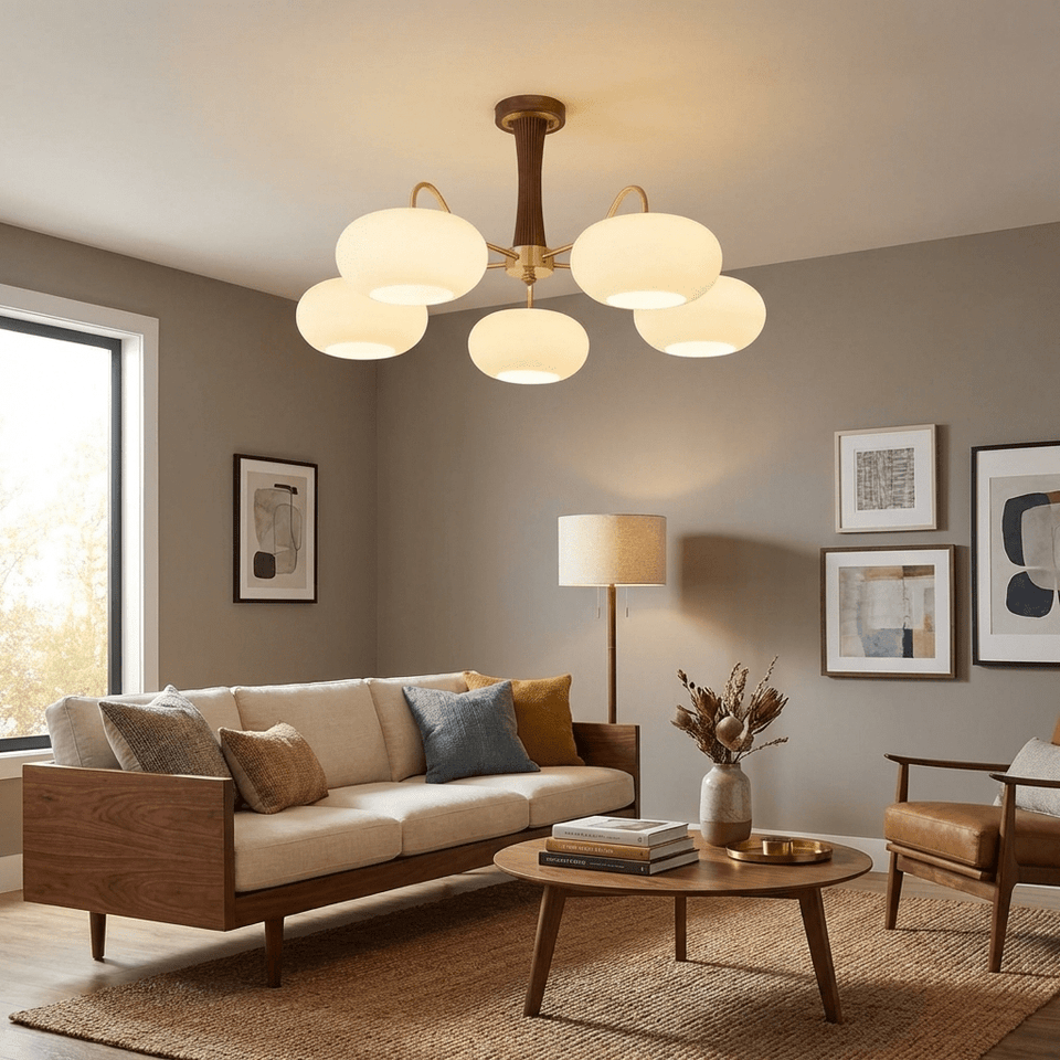Brass and Wood Persimmon Chandelier-Lighting > Chandeliers & Pendant Lights-casanuva-casanuva