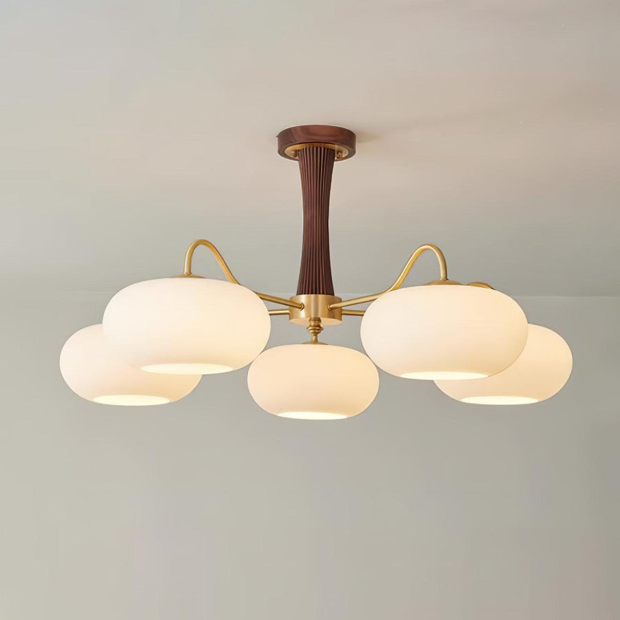 Brass and Wood Persimmon Chandelier-Lighting > Chandeliers & Pendant Lights-casanuva-casanuva